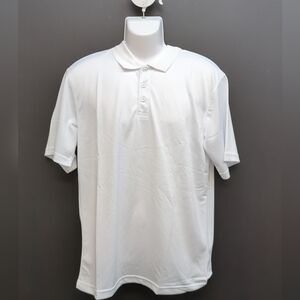 Epic Sports Button Collared Short Sleeves Men's Polo Shirt L White